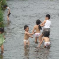 js水遊び 初！川遊び - こどもたち がんばれ～♪