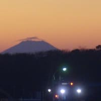 九十九里浜からの夕焼け富士