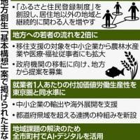 地方創生「基本構想」：居住地以外で継続的に関わる自治体を登録する「ふるさと住民登録制度」を創設し、のべ１億人の登録を目指す