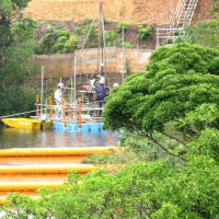 ７月１１日の美謝川切り替え工事と辺野古弾薬庫工事の様子