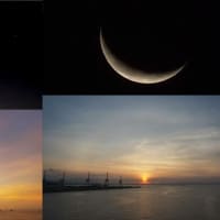 2024年8月1日　今朝の風景　明けの天体ショー，有明の月，朝焼け，日の出