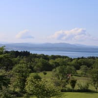 函館道中の八重桜と噴火湾の眺め3