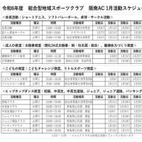 1月の活動予定表ができました