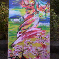 桜祭りで絵を描きました