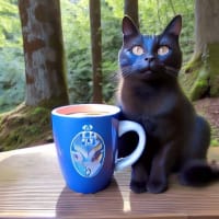 新緑の軽井沢　矢崎公園＆離れ山　黒猫イラスト　ピピチンアップ