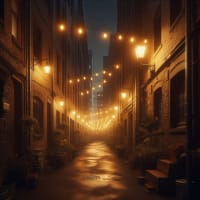 自作のメロディー、風景画像(路地の外灯)