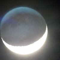 上弦の月と地球照