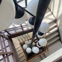 名階段で昼食を食べる