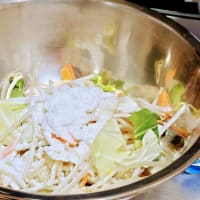 【お気楽料理】　野菜の水落ち対策　片栗粉コーティング野菜炒め♪♪