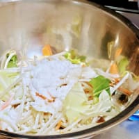 【お気楽料理】　野菜の水落ち対策　片栗粉コーティング野菜炒め♪♪