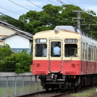 高松琴平電鉄 一宮駅東第２踏切(2025.6.25) 旧京急 １０７１Ｆ＋ファンタンゴレッド復刻塗装車 １０８７Ｆ普通　高松築港行き