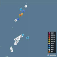 トカラ列島近海でＭ４．９とＭ５・５（震度５強）の地震発生