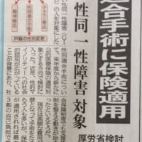 「性別適合手術に保険適用」11月29日静岡新聞 朝刊より