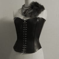 black leather corset