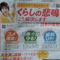 7月3日参院選挙公示、日本共産党の政策ビラが今日新聞折り込みで配布しました