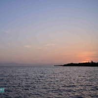琵琶湖湖岸で黄砂第２弾夕方の光景