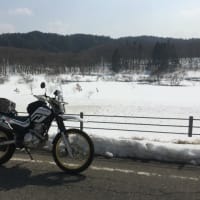 岡山県北、泉山あたりの峠道、残雪多し