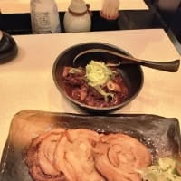 昔の矢場とん アスナル金山店　ロース串かつ（みそ）＋みそおでん5種盛り合わせ＋きゅうりと茗荷の浅漬け＋どて煮＋焼き豚＋西尾抹茶とバニラアイス