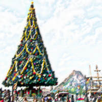[ディズニーシー]大きなクリスマスツリーのある景色