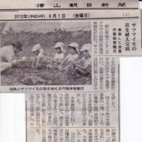 津山衆楽ライオンズクラブ農園に作陽保育園児を招き、サツマイモの苗植え体験を実施しました