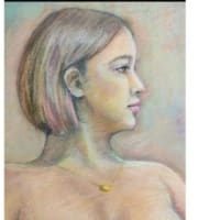パステルで裸婦モデルを描く