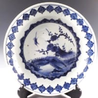 古伊万里　藍柿花鳥図尺皿