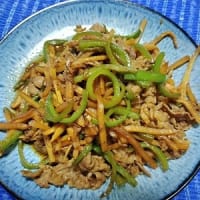 【06/07晩御飯】青椒肉絲風青椒彩美牛肉、久々の肉なんだね：D