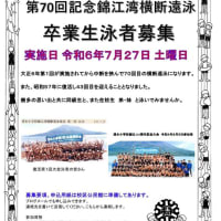 第70回記念 清水小学校錦江湾横断遠泳　開催