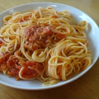 ツナ缶のトマトソーススパゲティ