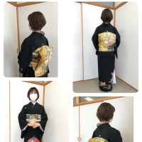 堺市の木青会館のきもの教室、留袖の他装と振袖の他装の練習
