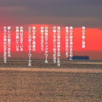 海の夕陽と残照