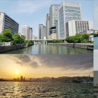 昨日，今朝の風景　水の都／大阪，神戸港／昼，夕景，雨の月曜日😃 