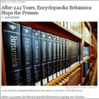 ■　New York Times朝刊から -- Britannicaの百科事典が書籍として244年の歴史に幕