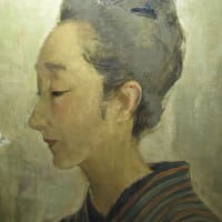 初めて投稿する画家　吉田勝江さんの像（しまのきもの）　深沢紅子画　1957年