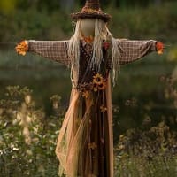 A one-legged scarecrow