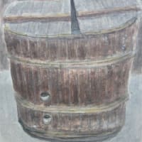 楽描き水彩画「懐かしい風呂桶と銭湯のロッカー」