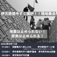 8月11日は『伊方原発今すぐ廃炉！！現地集会にお集まりください