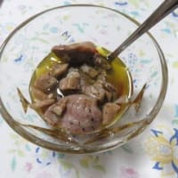 トマトの冷製カッペリーニ　瀬戸内砂肝とエリンギのアヒージョ