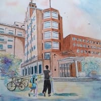 聖路加の夕暮れ:　母娘の帰り道