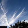 飛行機雲と筋雲の競演（9月5日夕刻の空を見上げる）