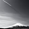 航跡雲、富士山の空