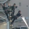広島市消防の出初式のはしご乗り演技
