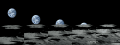 「地球の入り」の様子。月面は南極付近で、地球の中央左にはオーストラリア大陸が、右下にはアジア大陸が見える。左端の画像から右端の画像までには約70秒かかる
