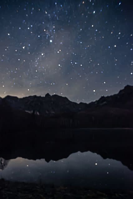 鏡池の星空の写真