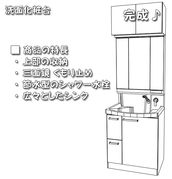 洗面化粧台のパース