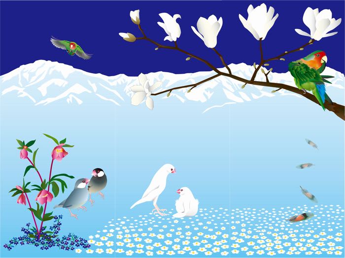 文鳥と小櫻の暖簾作った 白文鳥キティとベランダ園芸