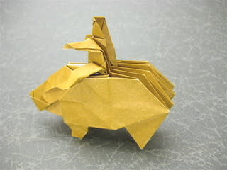 イノシシに乗る人 創作折り紙の折り方
