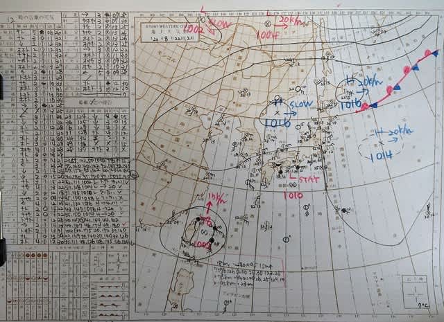 台風8号が発生 素人が書いた天気図