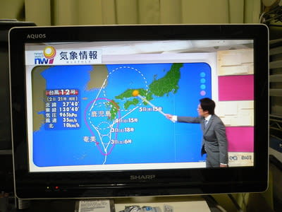 昨日のニュースウオッチ9の台風情報(テレビ)の図