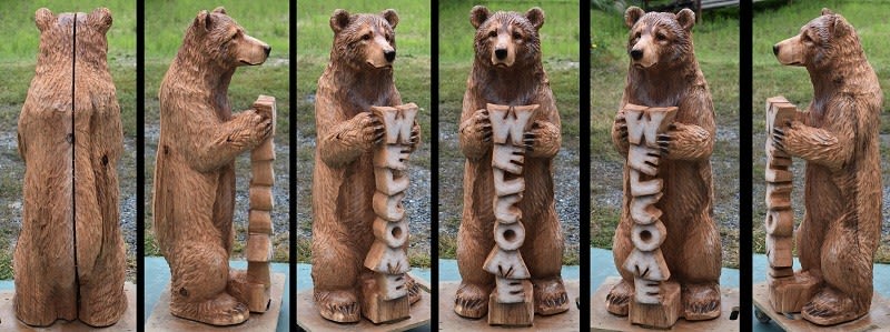 チェンソーアート 熊 木彫り 一点物 チェーンソーアート その他 